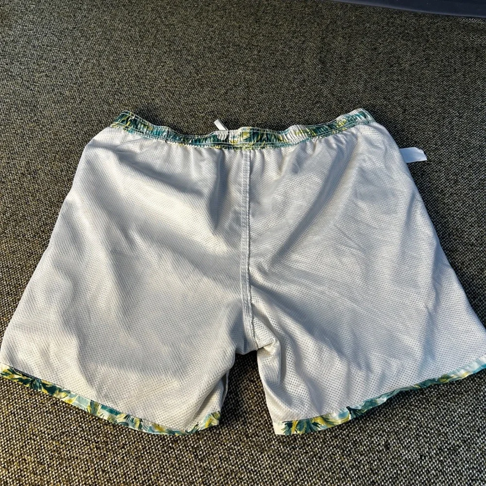 Old Navy Mens‎ XL Tropical Palm Print Swim Trunks Teal Yellow